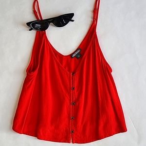 XS Red Button-Up Tank Top